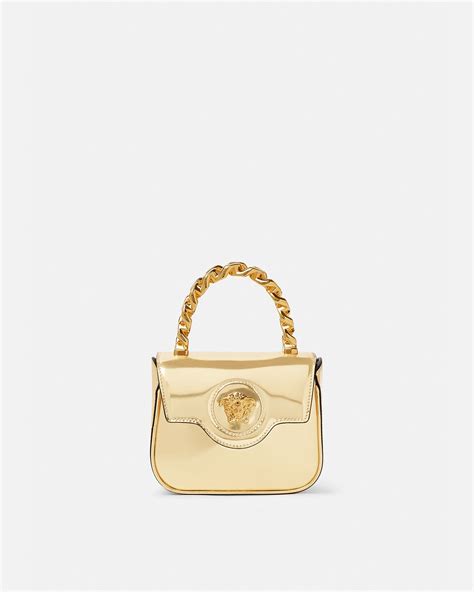 borse versace nera e oro|Mini borsa in vernice La Medusa Nero,Oro .